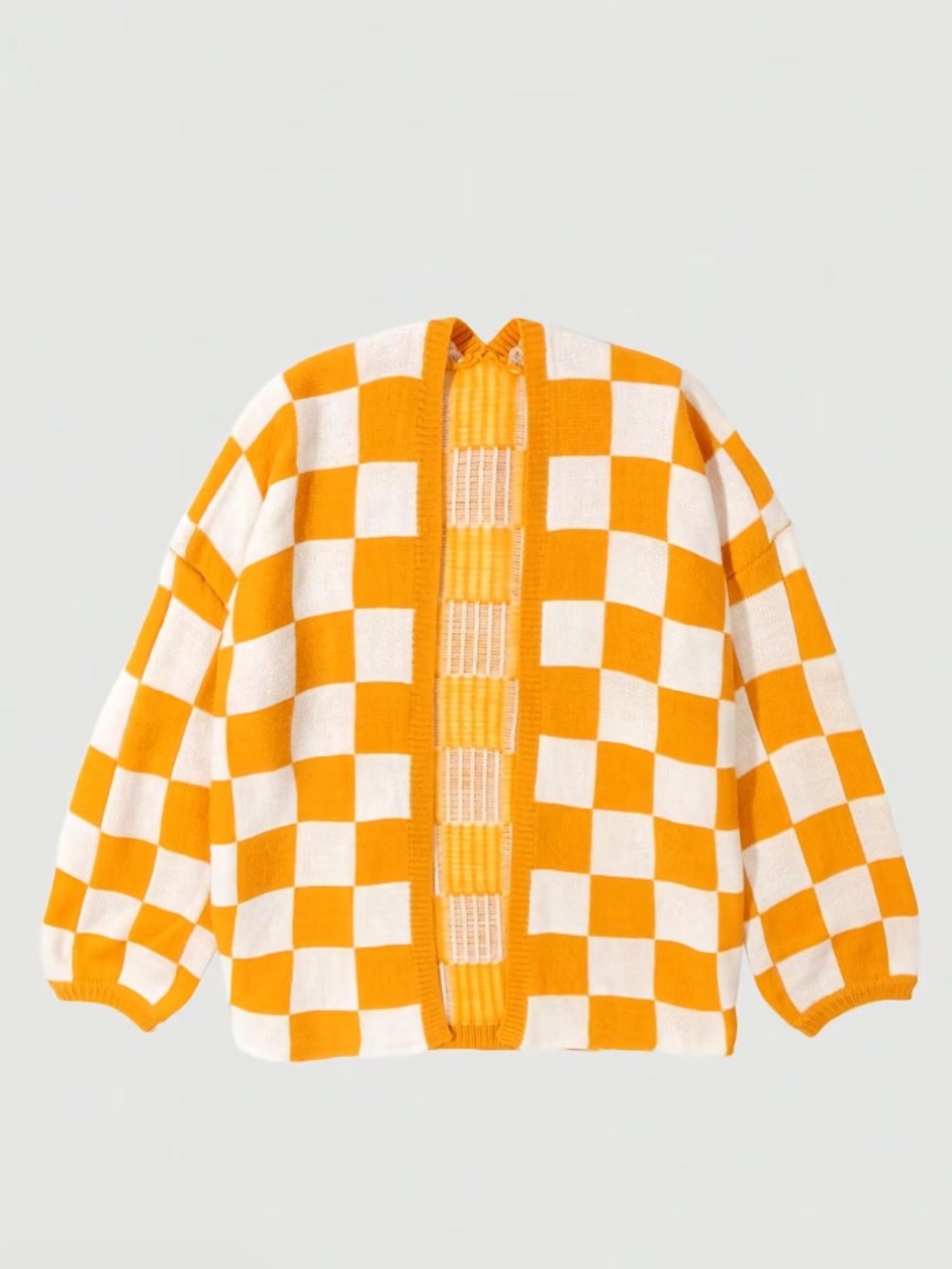 Plus Size Checkerboard Knit Cardiga